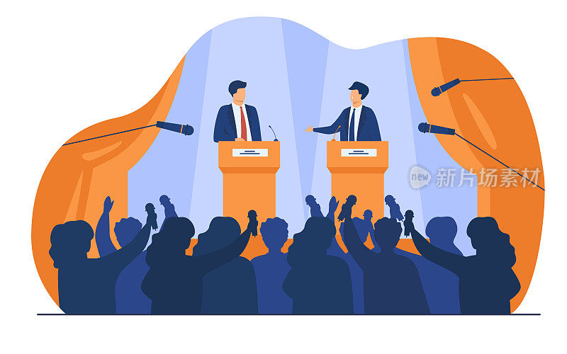 Politicians talking or having debates in front of audience